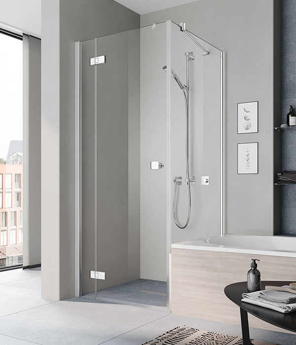 Pendeltür mit Festfeld und verkürzter Seitenwand, mit Wandprofil